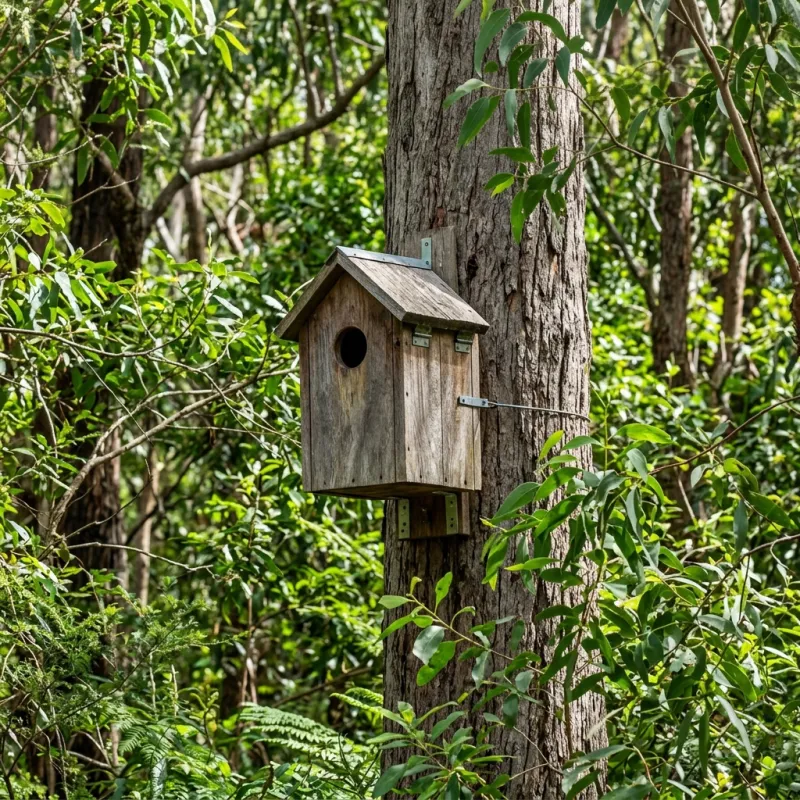 Animal nesting box installed as a humane alternative to a Mooroolbark roof cavity